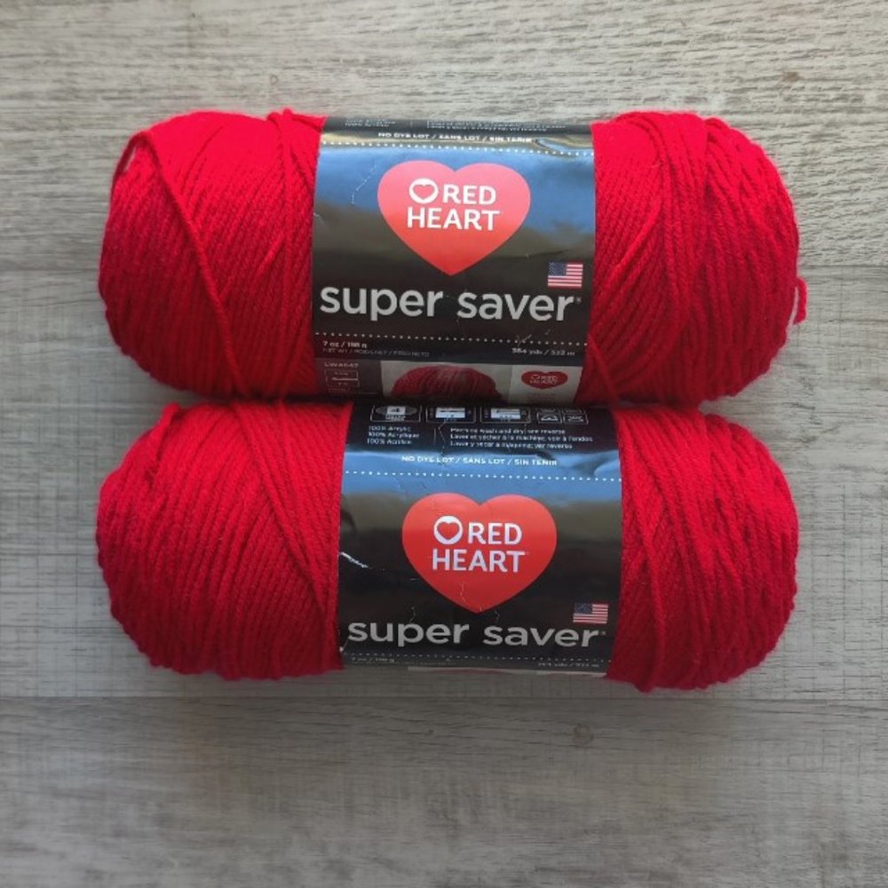 2 Skeins Red Heart Super Saver Yarn Rouge